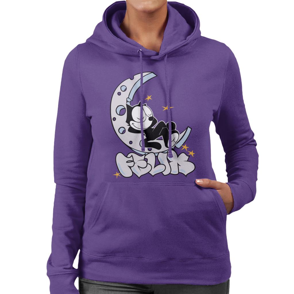 Felix The Cat Sleeping On The Moon Women's Hooded Sweatshirt-ALL + EVERY