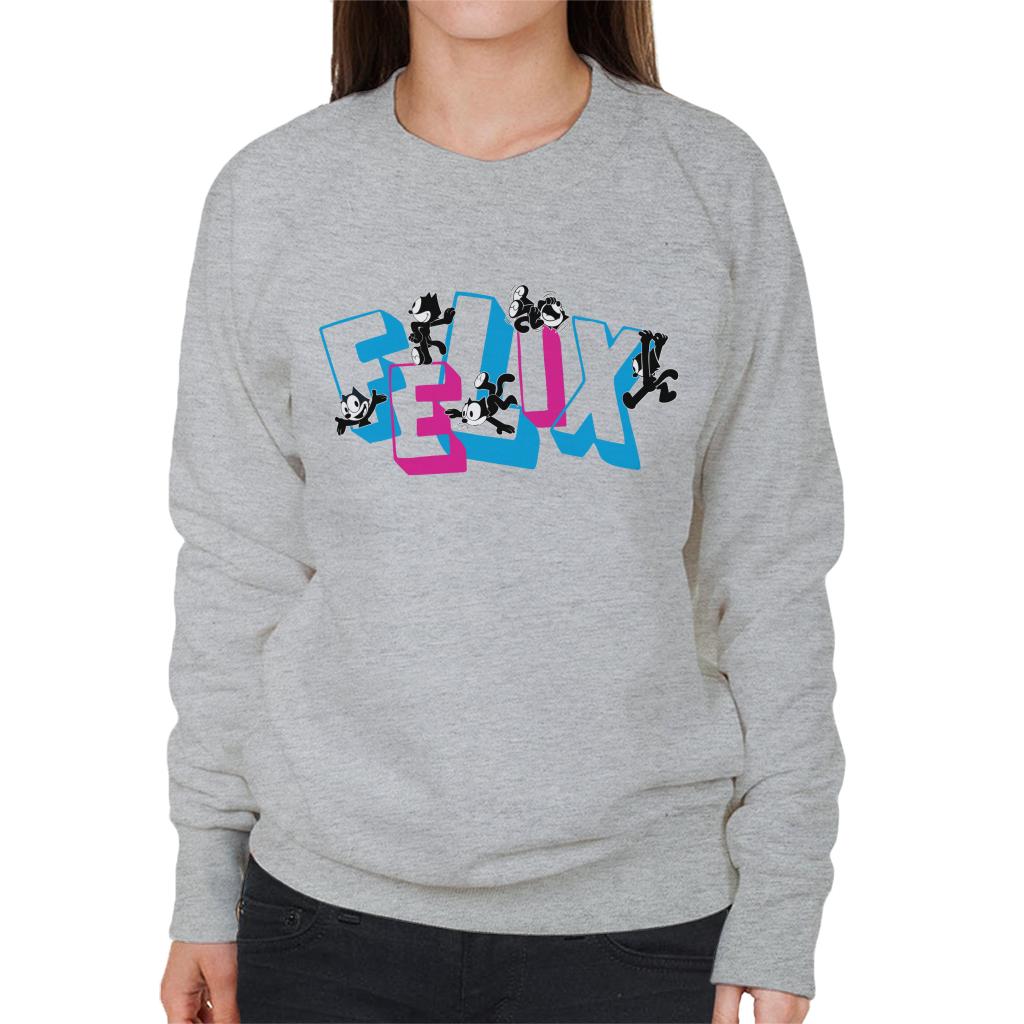 Felix The Cat Logo Montage Women's Sweatshirt-ALL + EVERY