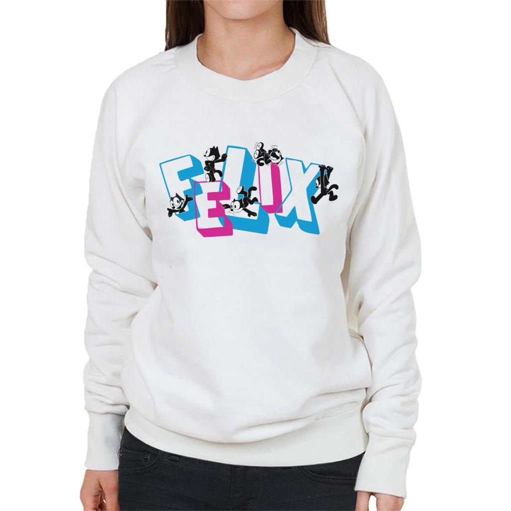 Felix The Cat Logo Montage Women's Sweatshirt-ALL + EVERY