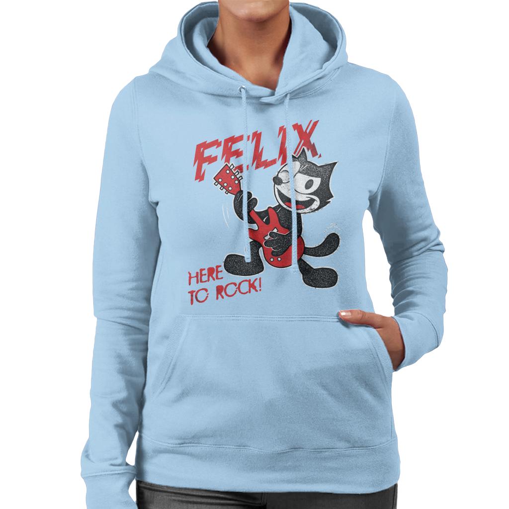 Felix The Cat Here To Rock Women's Hooded Sweatshirt-ALL + EVERY