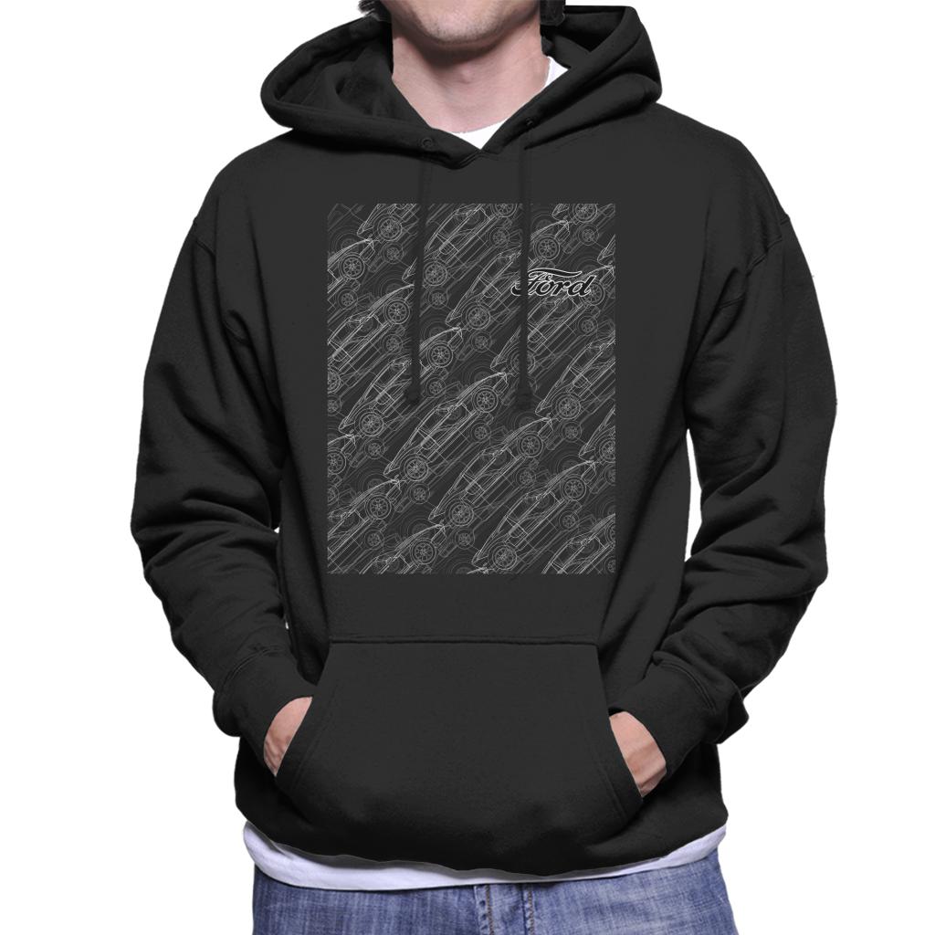 Ford Mustang Sketch Montage Men's Hooded Sweatshirt-ALL + EVERY