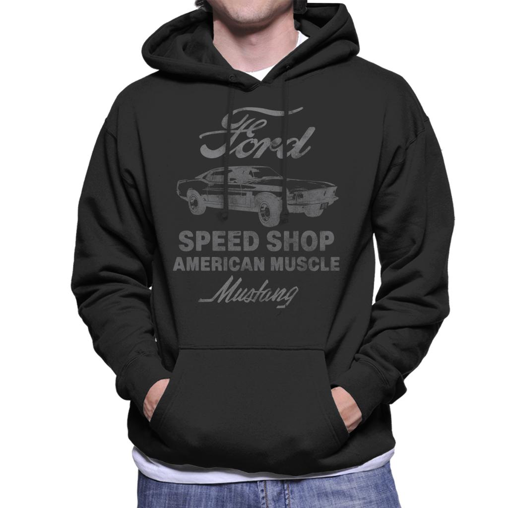 Ford Mustang Speed Shop American Muscle Men's Hooded Sweatshirt-ALL + EVERY