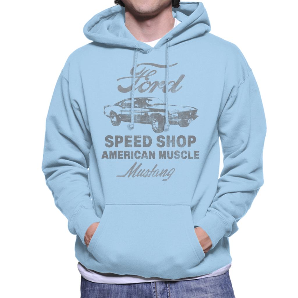 Ford Mustang Speed Shop American Muscle Men's Hooded Sweatshirt-ALL + EVERY