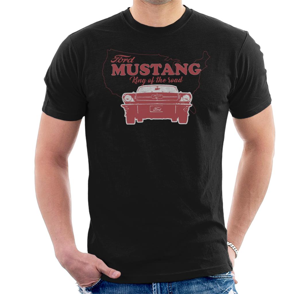 Ford Mustang King Of The Road Michigan Map Men's T-Shirt-ALL + EVERY