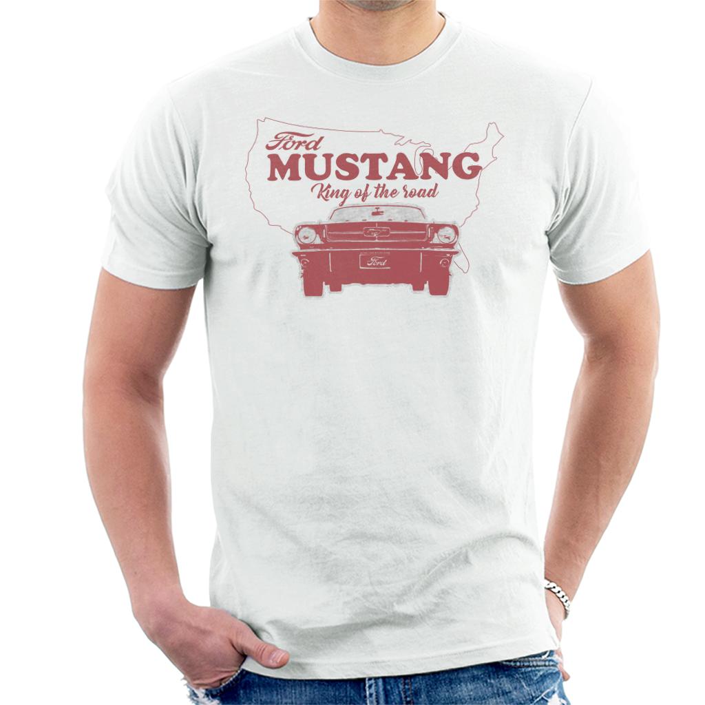 Ford Mustang King Of The Road Michigan Map Men's T-Shirt-ALL + EVERY