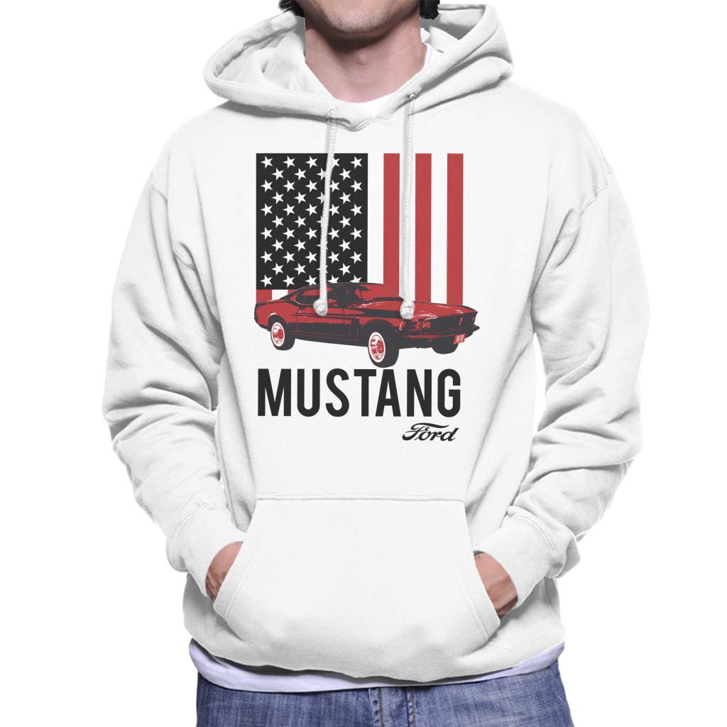 Ford Mustang USA Flag Men's Hooded Sweatshirt-ALL + EVERY