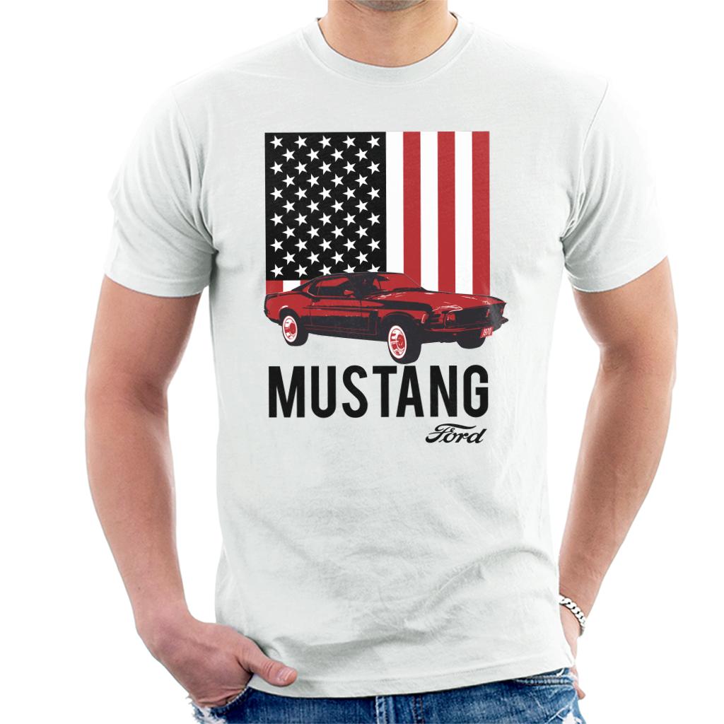 Ford Mustang USA Flag Men's T-Shirt-ALL + EVERY