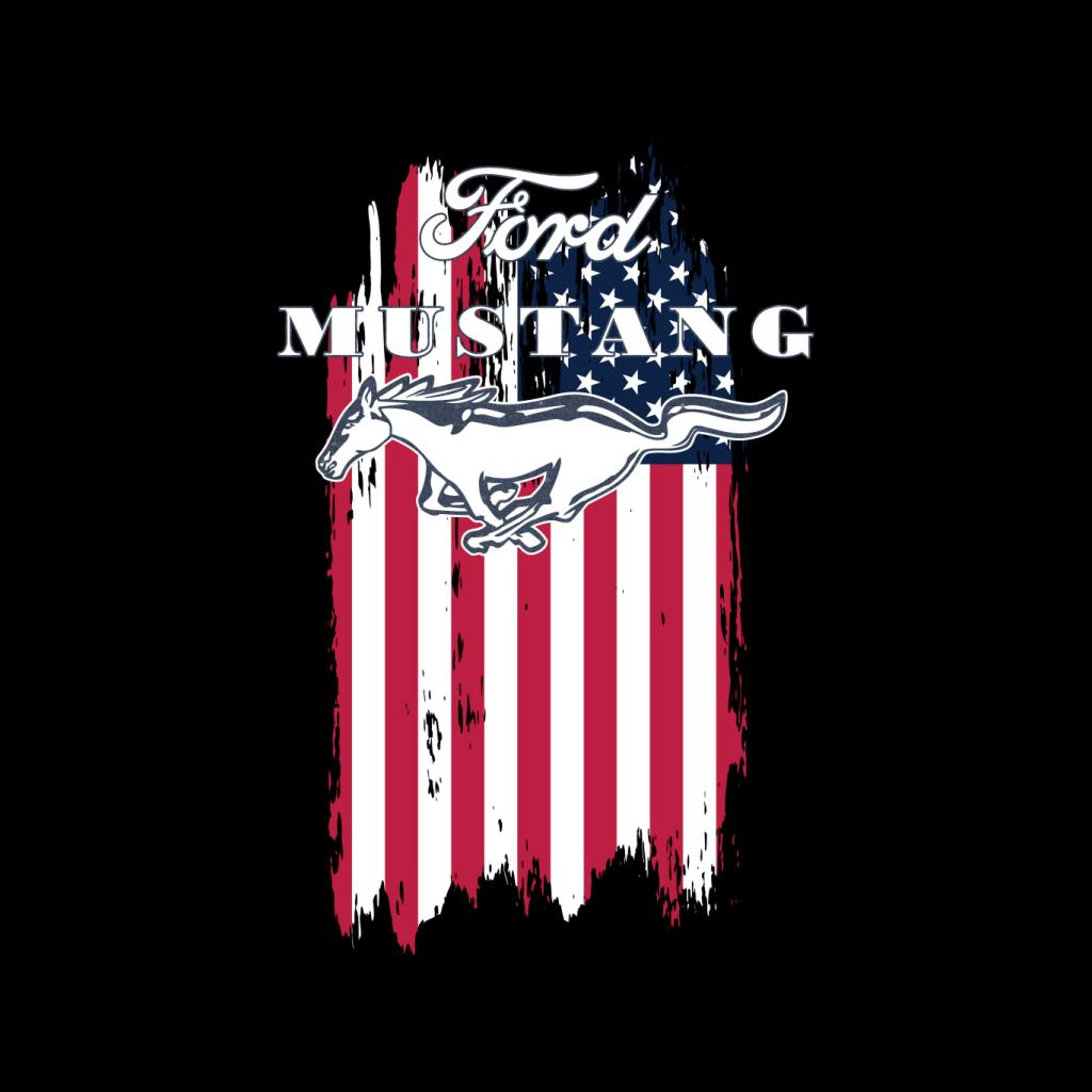 Ford Mustang Faded American Flag Men's T-Shirt-ALL + EVERY