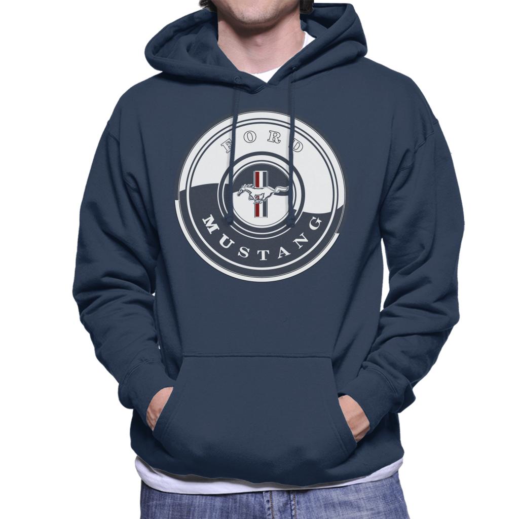 Ford Mustang Navy Disc Logo Men's Hooded Sweatshirt-ALL + EVERY