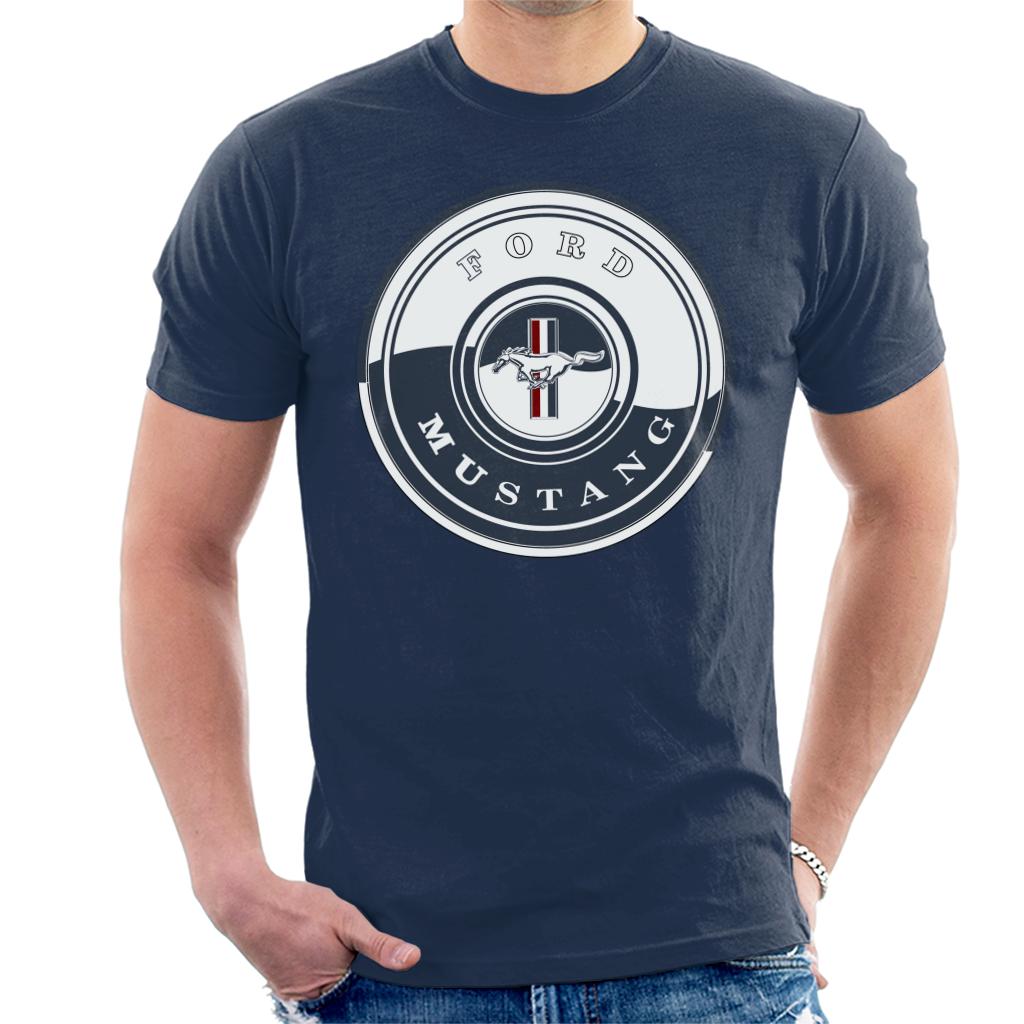 Ford Mustang Navy Disc Logo Men's T-Shirt-ALL + EVERY