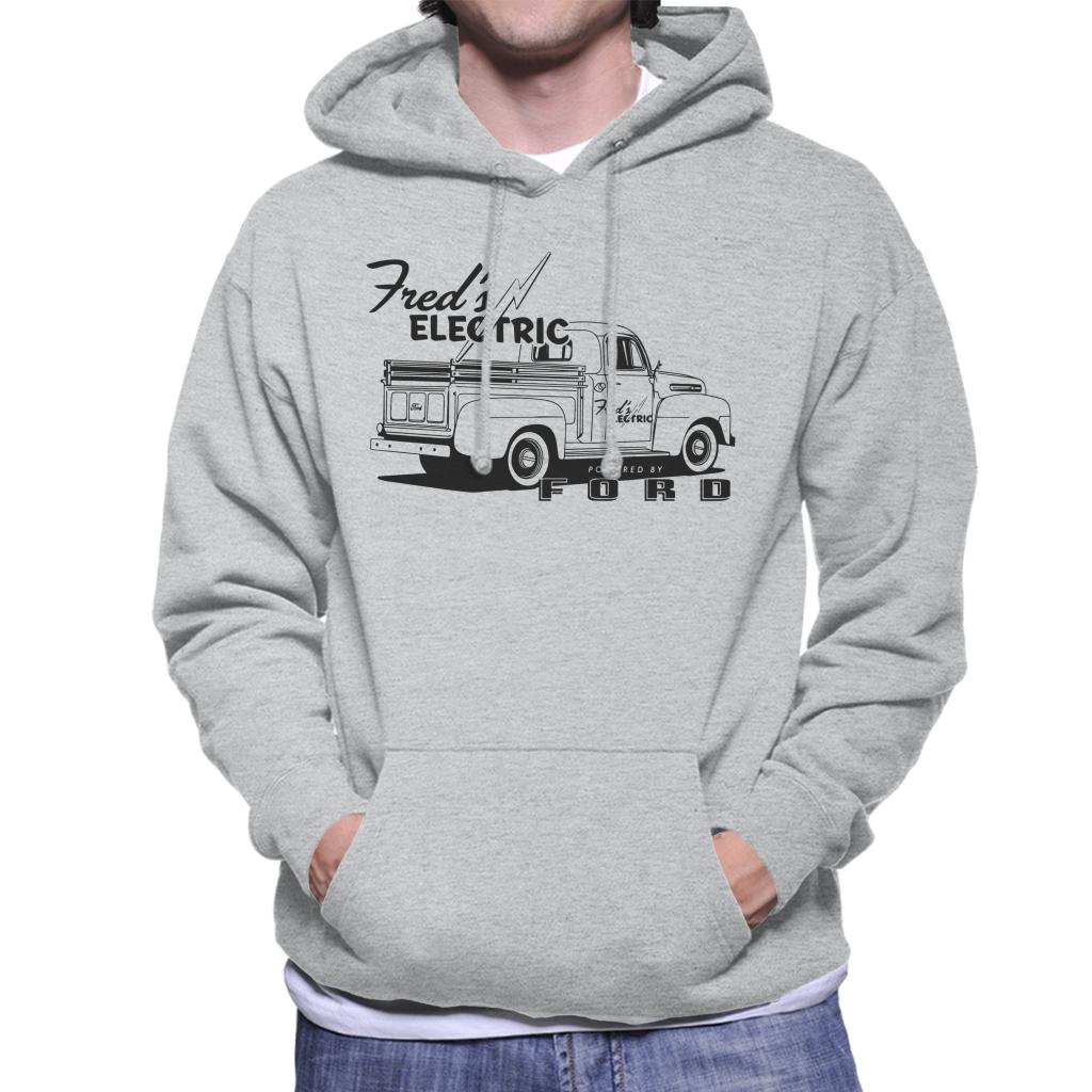 Ford Freds Electric Powered By Ford Men's Hooded Sweatshirt-ALL + EVERY