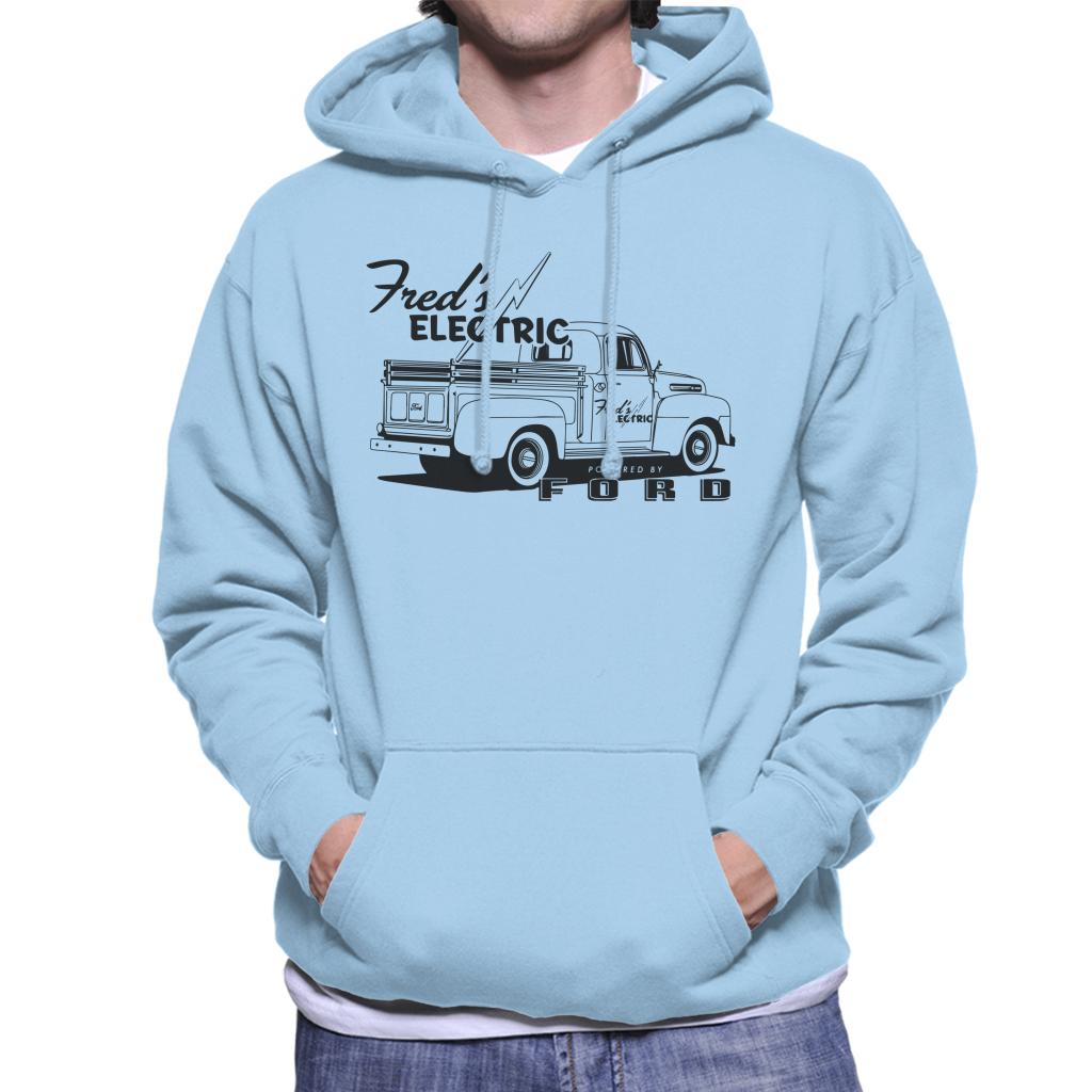 Ford Freds Electric Powered By Ford Men's Hooded Sweatshirt-ALL + EVERY