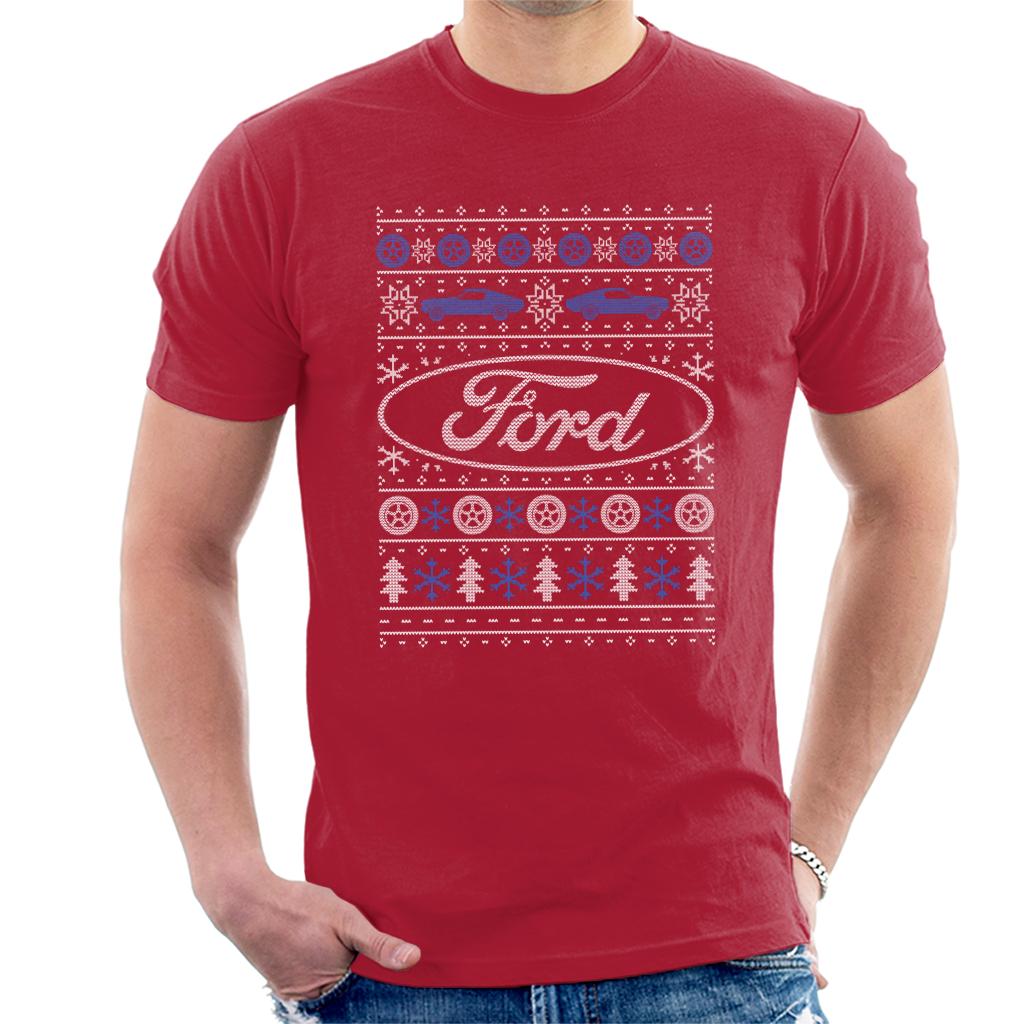 Ford Christmas Logo Knitted Pattern Men's T-Shirt-ALL + EVERY