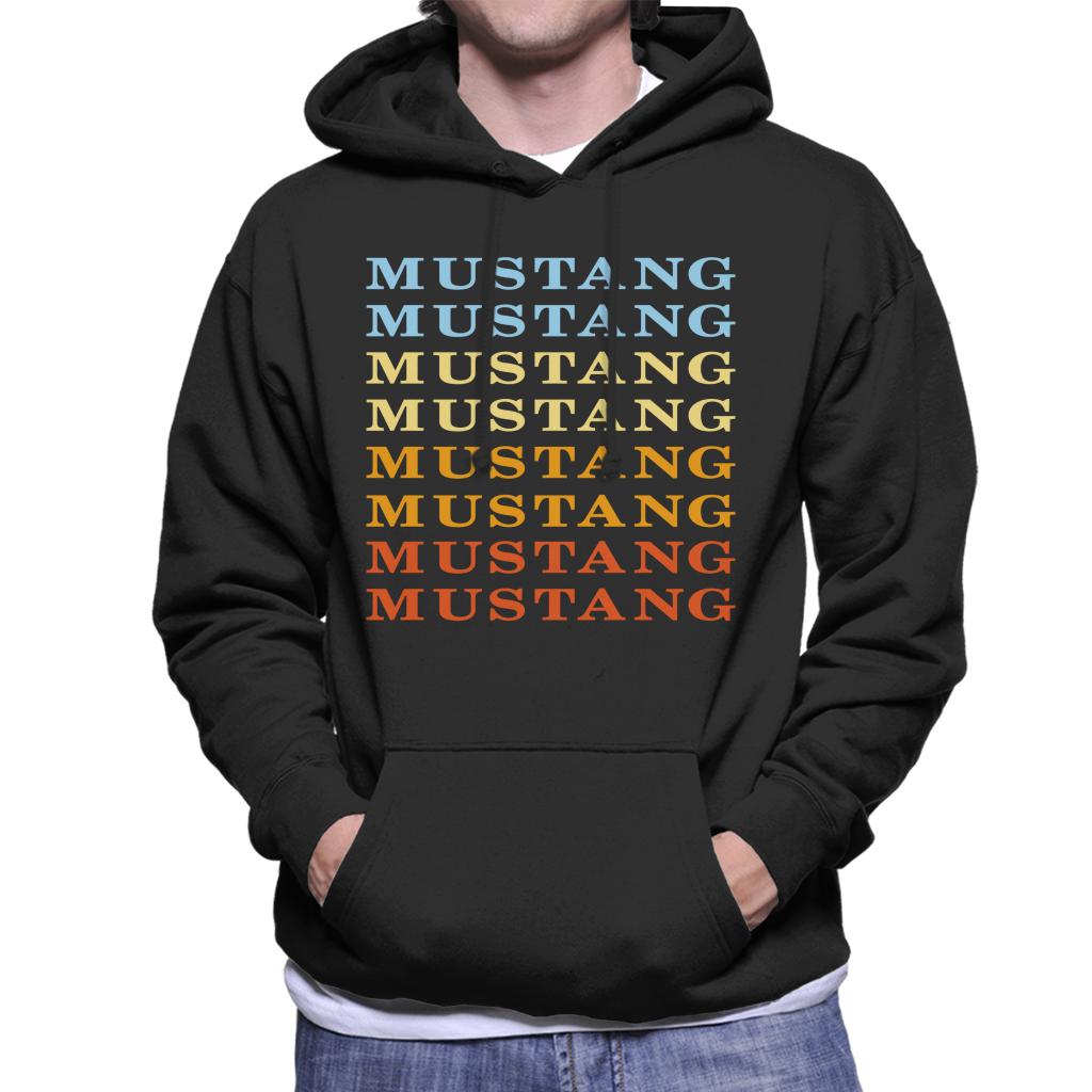 Ford Mustang Colourful Text Men's Hooded Sweatshirt-ALL + EVERY