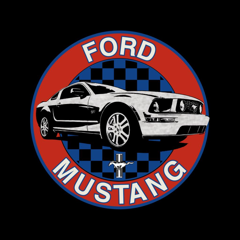 Ford Mustang Blue Checkered Race Stripes Men's T-Shirt-ALL + EVERY