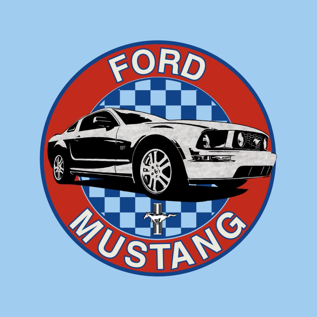 Ford Mustang Blue Checkered Race Stripes Men's T-Shirt-ALL + EVERY