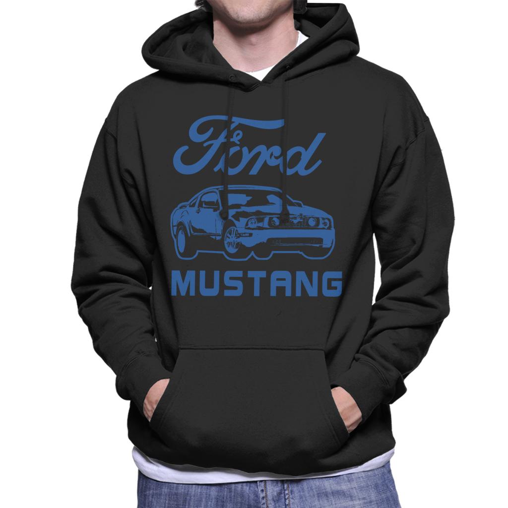 Ford Mustang Blue Outline Men's Hooded Sweatshirt-ALL + EVERY