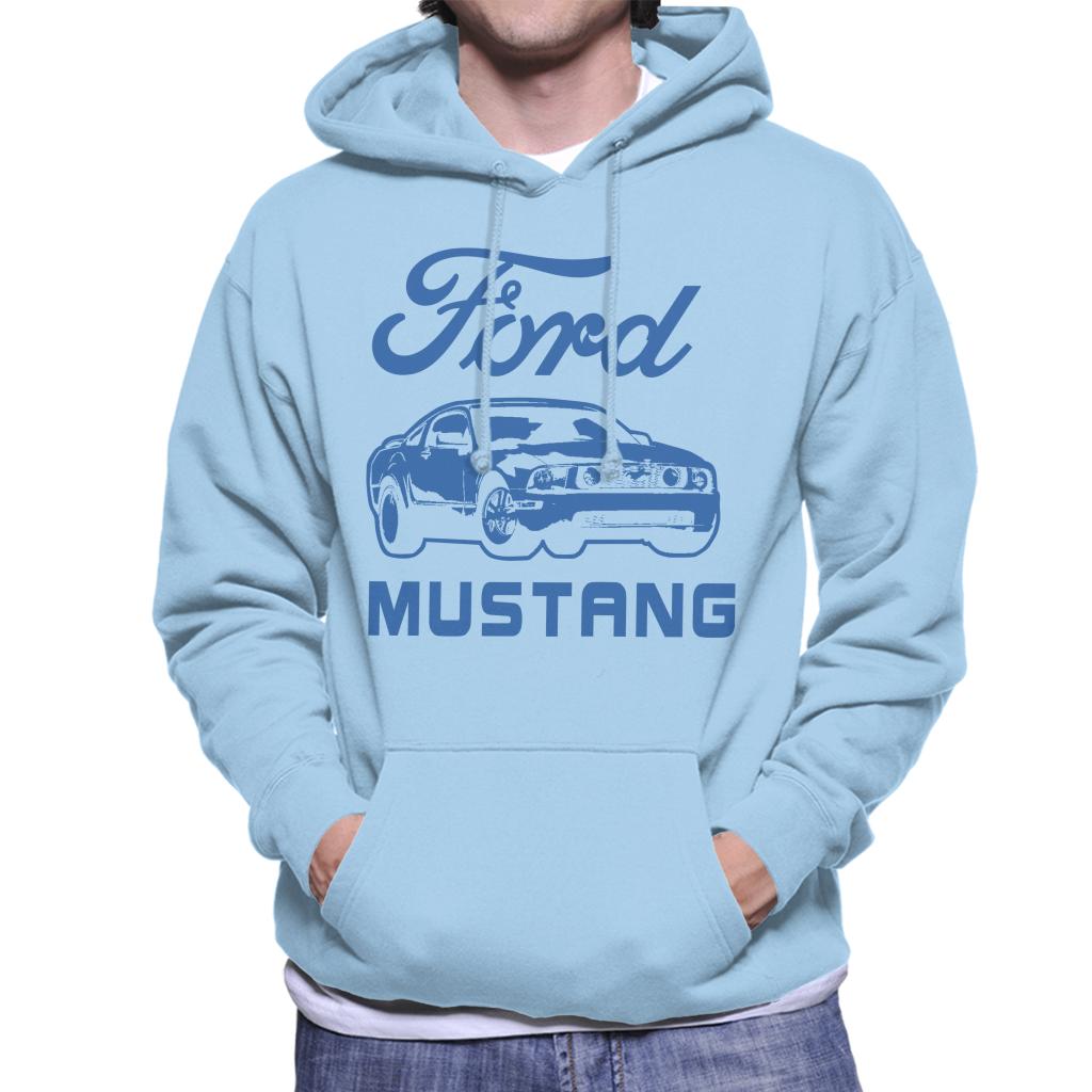 Ford Mustang Blue Outline Men's Hooded Sweatshirt-ALL + EVERY