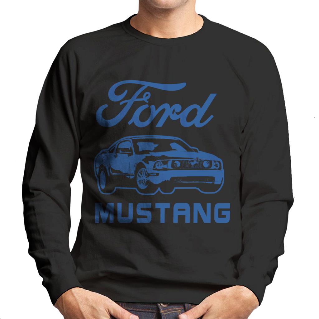 Ford Mustang Blue Outline Men's Sweatshirt-ALL + EVERY