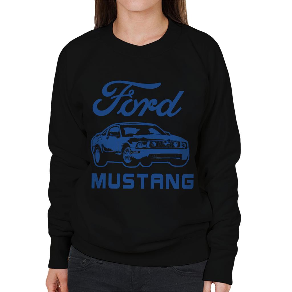 Ford Mustang Blue Outline Women's Sweatshirt-ALL + EVERY