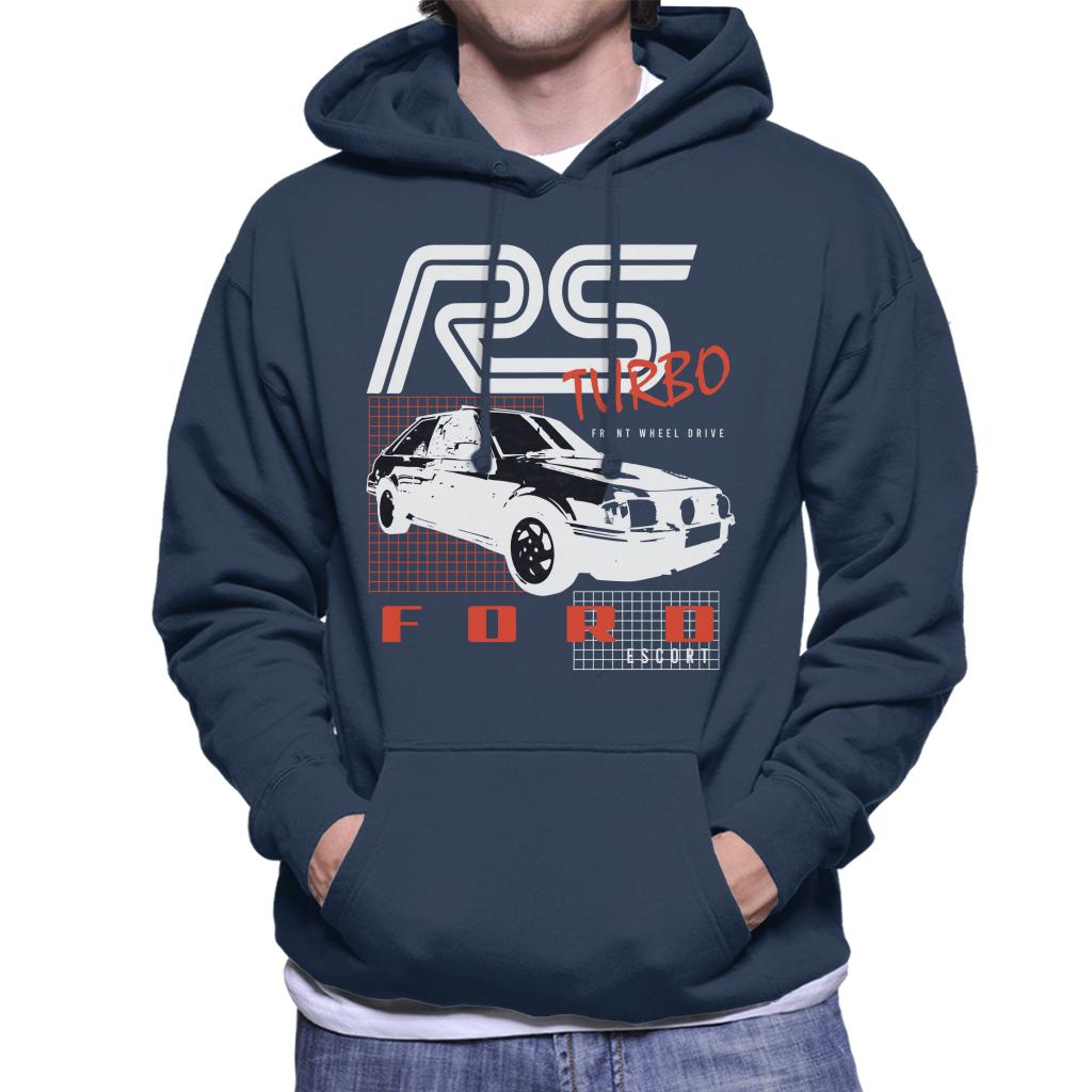 Ford Escort RS Turbo Front Wheel Drive Men's Hooded Sweatshirt-ALL + EVERY