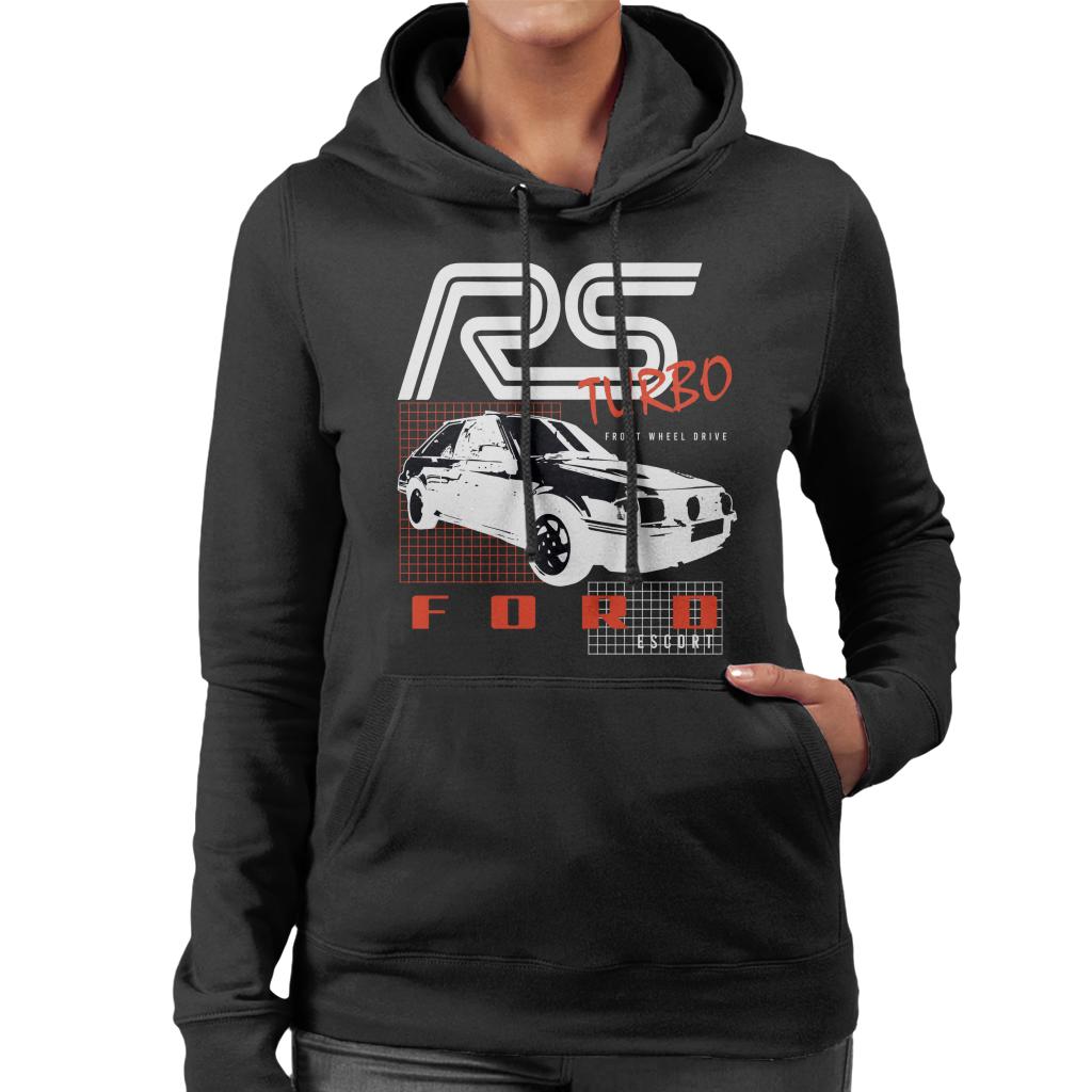 Ford Escort RS Turbo Front Wheel Drive Women's Hooded Sweatshirt-ALL + EVERY