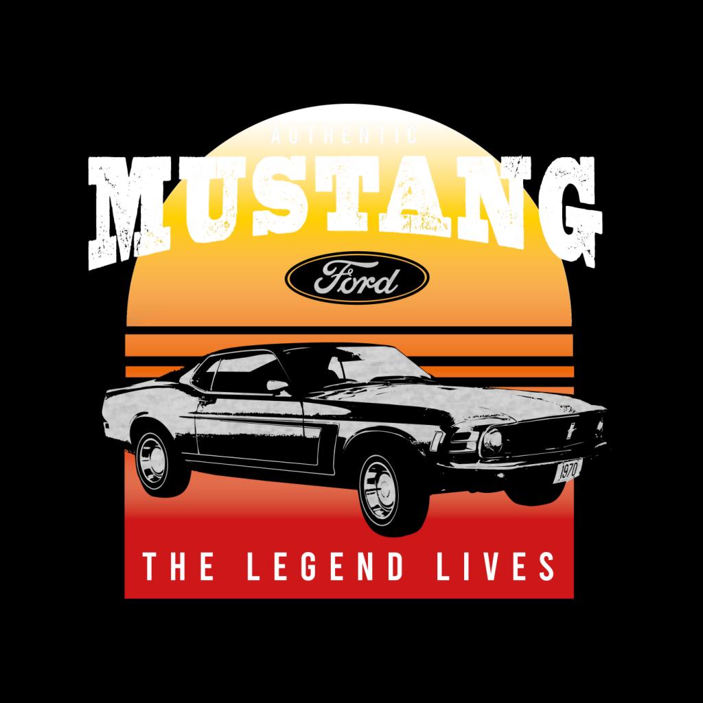 Ford Mustang The Legend Lives Sunset Gradient Men's T-Shirt-ALL + EVERY