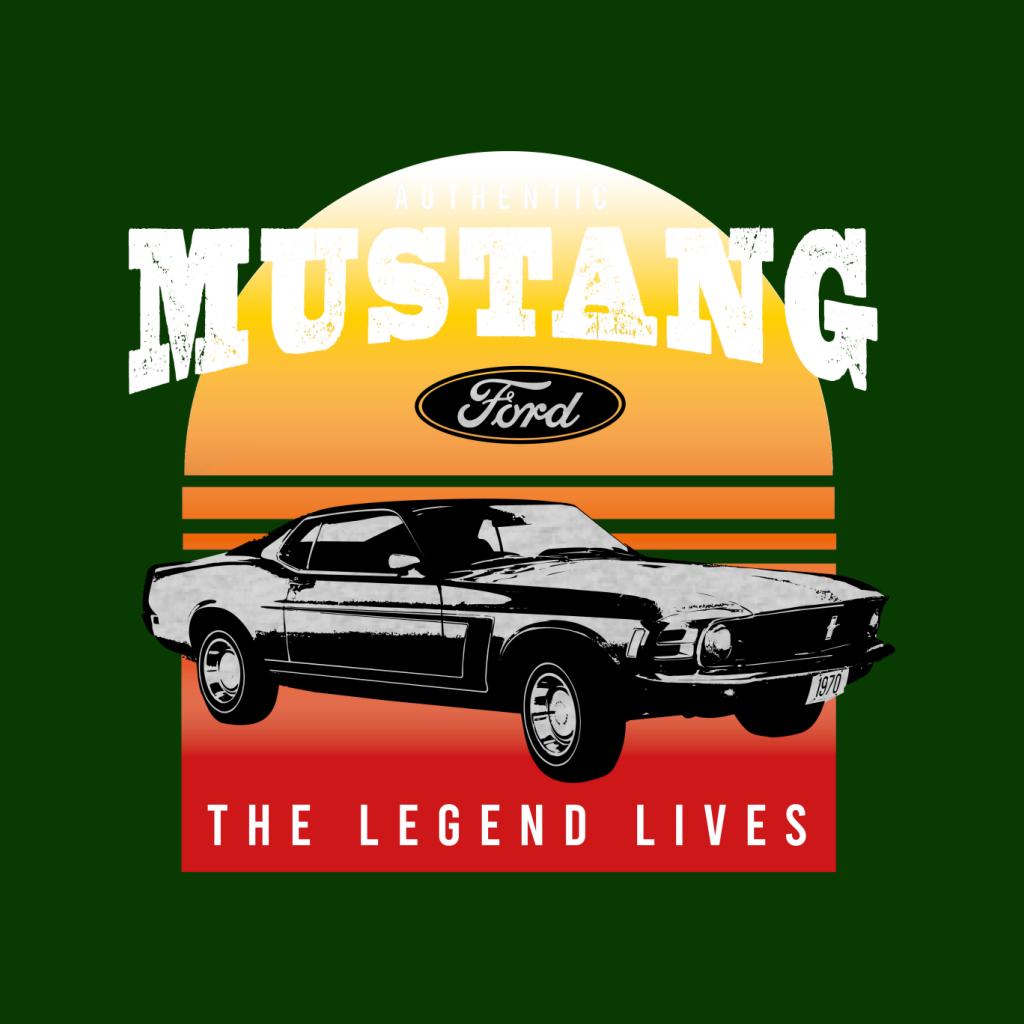 Ford Mustang The Legend Lives Sunset Gradient Men's T-Shirt-ALL + EVERY