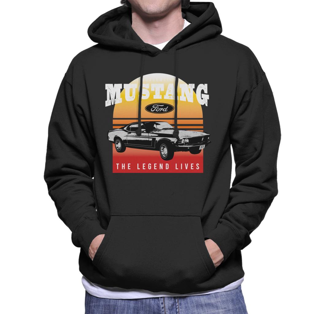 Ford Mustang The Legend Lives Sunset Gradient Men's Hooded Sweatshirt-ALL + EVERY