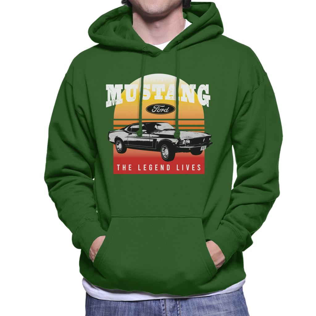 Ford Mustang The Legend Lives Sunset Gradient Men's Hooded Sweatshirt-ALL + EVERY