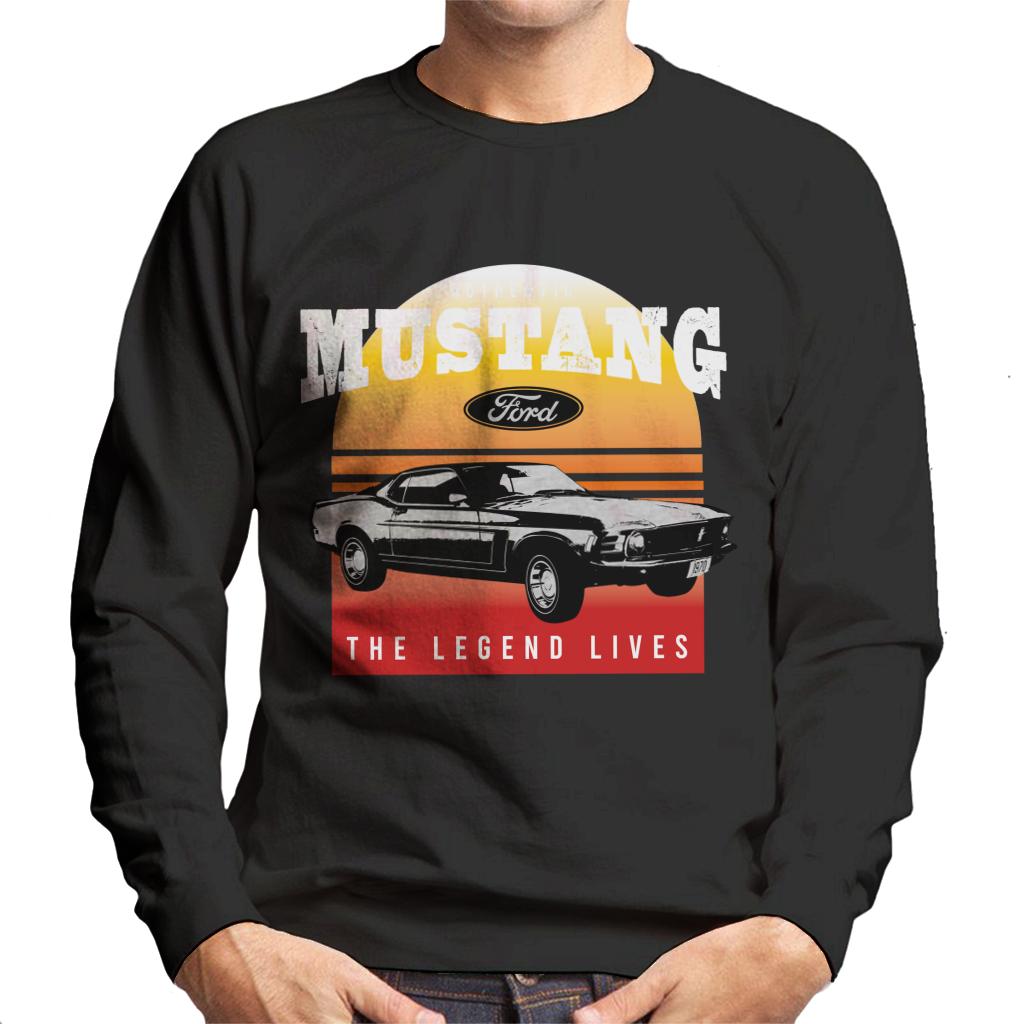 Ford Mustang The Legend Lives Sunset Gradient Men's Sweatshirt-ALL + EVERY