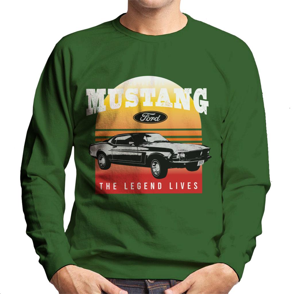 Ford Mustang The Legend Lives Sunset Gradient Men's Sweatshirt-ALL + EVERY