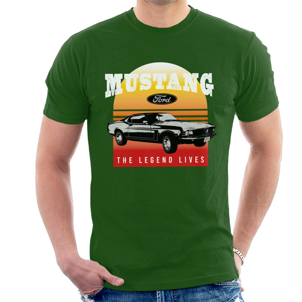 Ford Mustang The Legend Lives Sunset Gradient Men's T-Shirt-ALL + EVERY