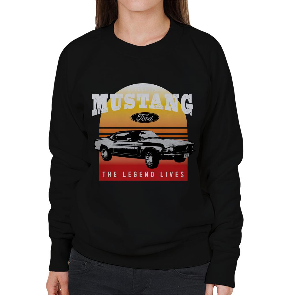 Ford Mustang The Legend Lives Sunset Gradient Women's Sweatshirt-ALL + EVERY