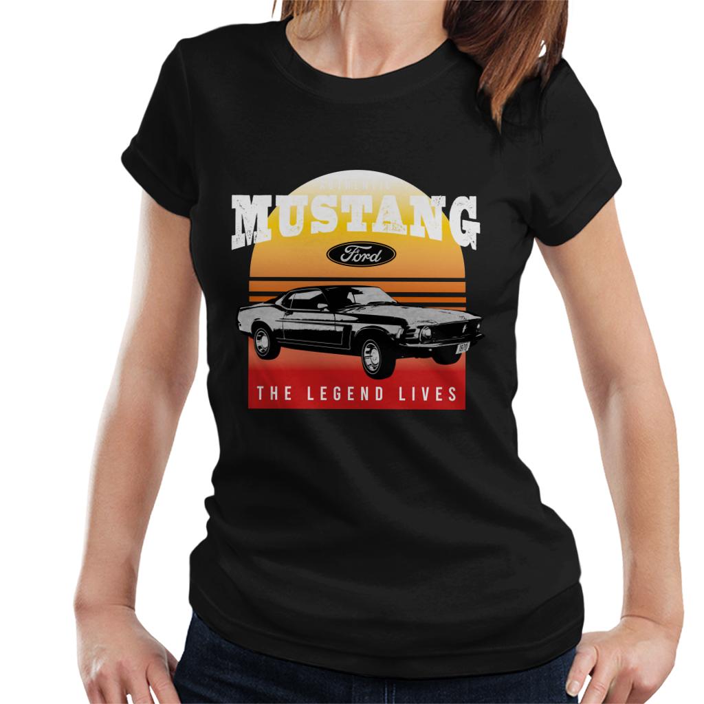 Ford Mustang The Legend Lives Sunset Gradient Women's T-Shirt-ALL + EVERY