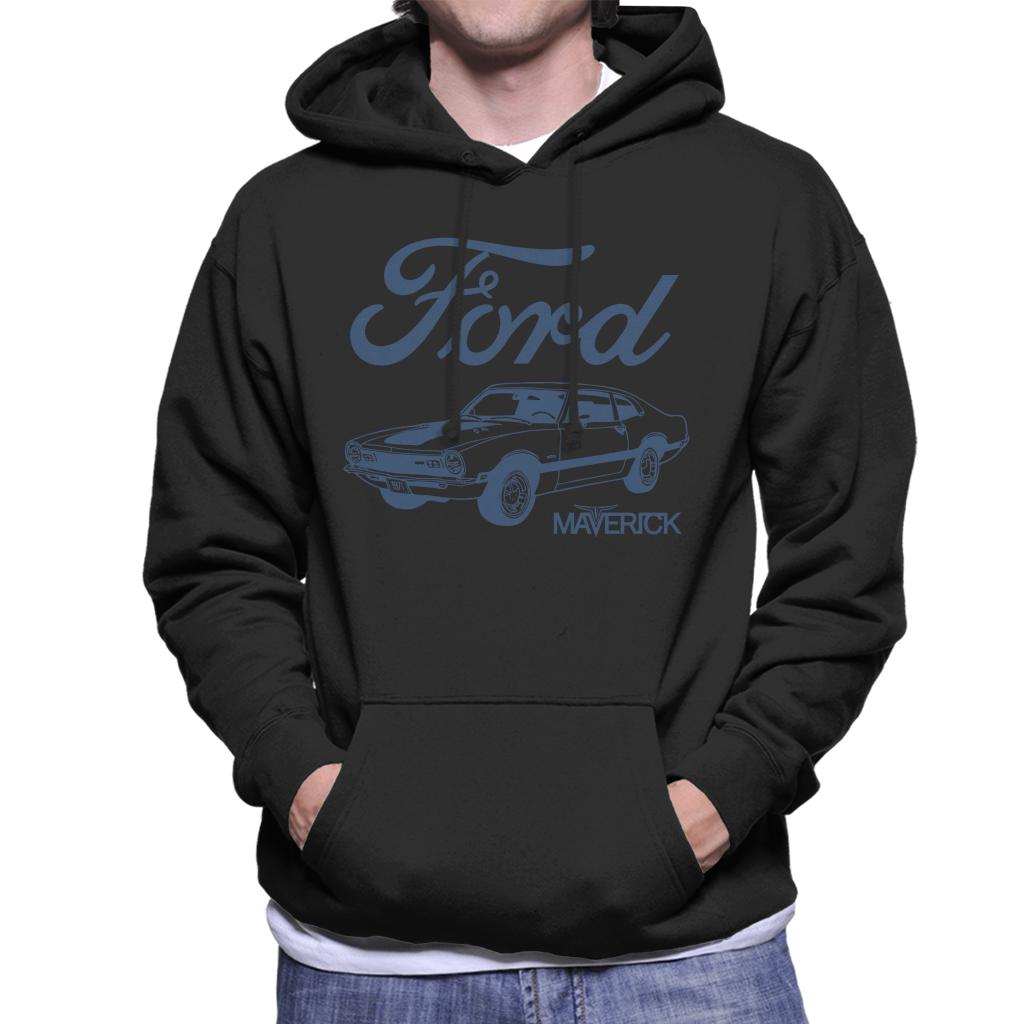 Ford Maverick Blue Outline Men's Hooded Sweatshirt-ALL + EVERY