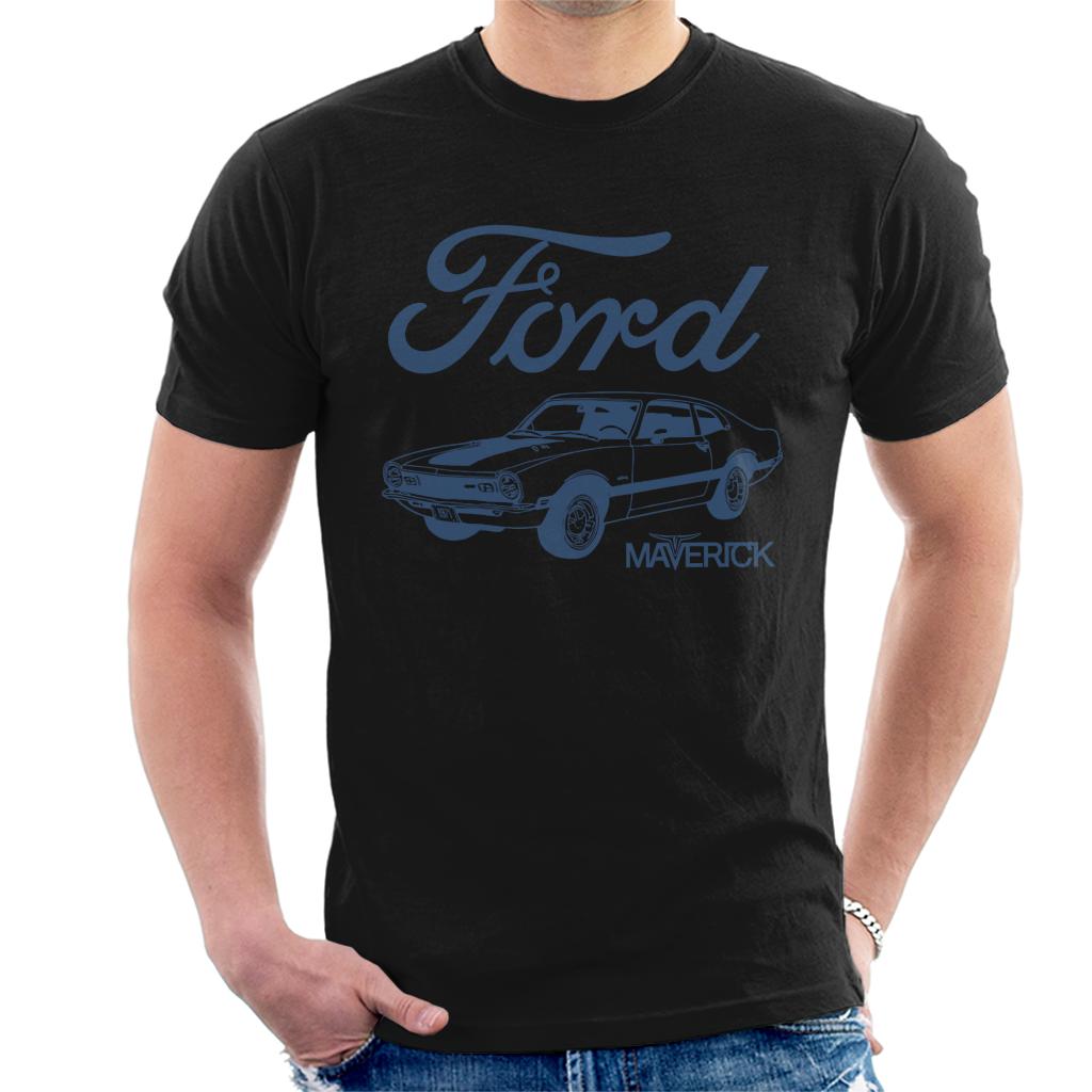 Ford Maverick Blue Outline Men's T-Shirt-ALL + EVERY