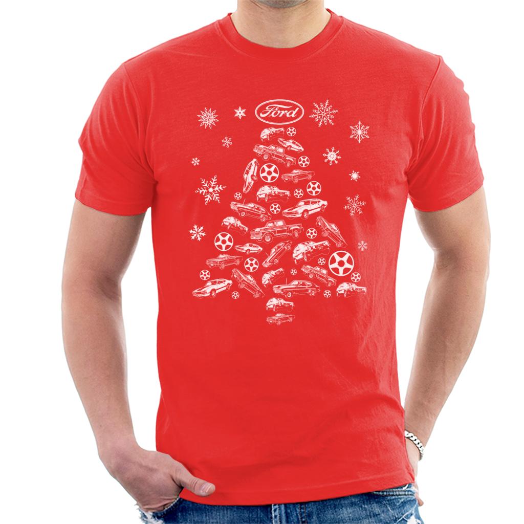 Ford Christmas Tree Cars And Snowflakes Men's T-Shirt-ALL + EVERY