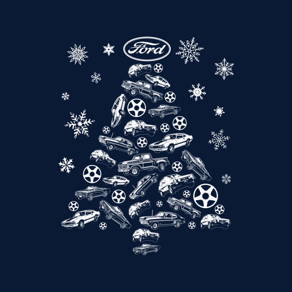 Ford Christmas Tree Cars And Snowflakes Men's TShirt All + Every