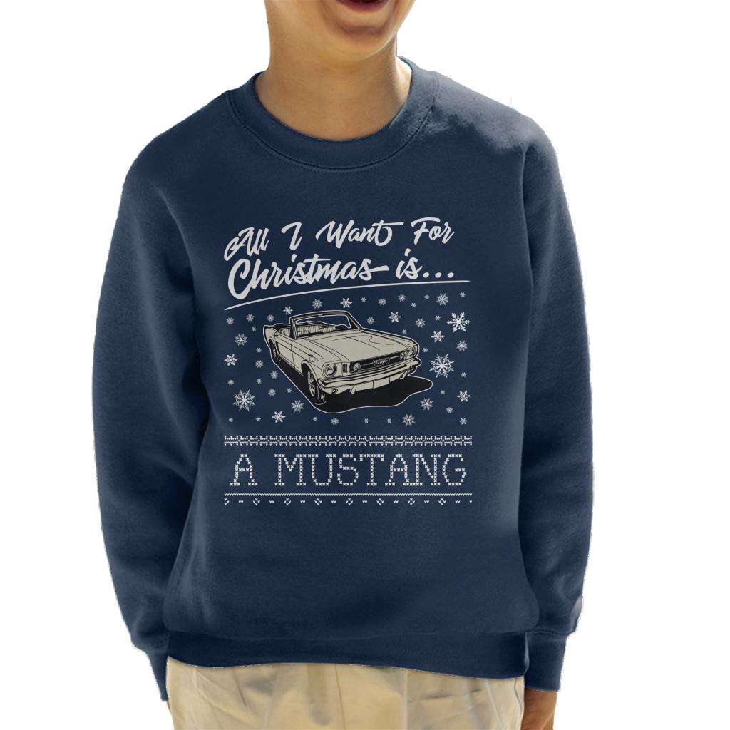 Ford Christmas All I Want For Christmas Is A Mustang Kid's Sweatshirt-ALL + EVERY