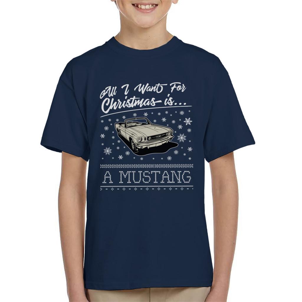 Ford Christmas All I Want For Christmas Is A Mustang Kid's T-Shirt-ALL + EVERY