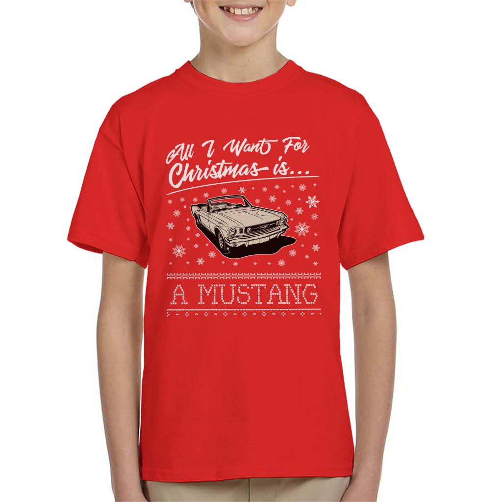 Ford Christmas All I Want For Christmas Is A Mustang Kid's T-Shirt-ALL + EVERY