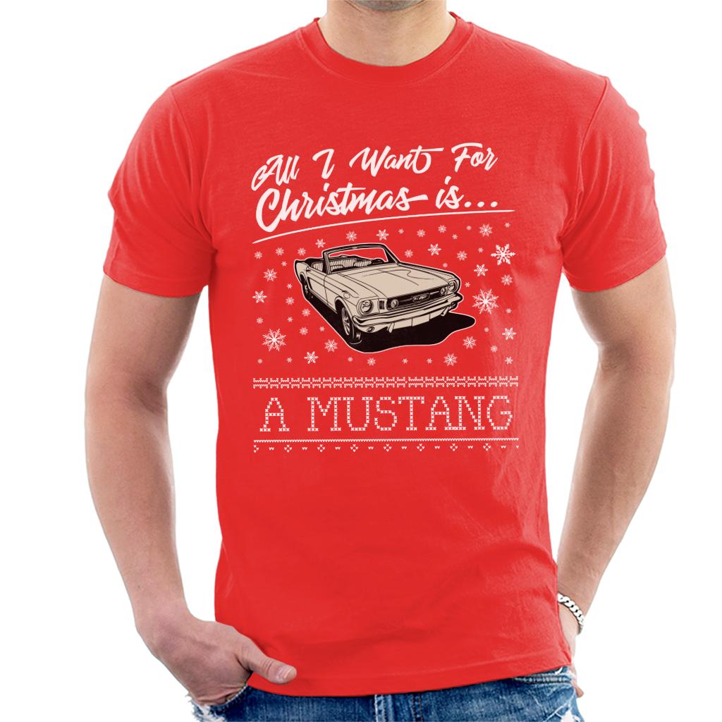 Ford Christmas All I Want For Christmas Is A Mustang Men's T-Shirt-ALL + EVERY