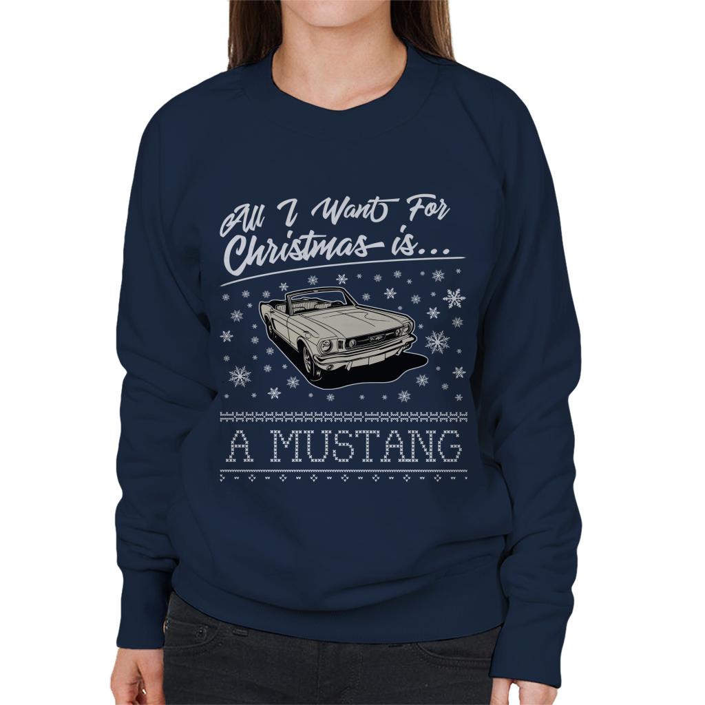 Ford Christmas All I Want For Christmas Is A Mustang Women's Sweatshirt-ALL + EVERY