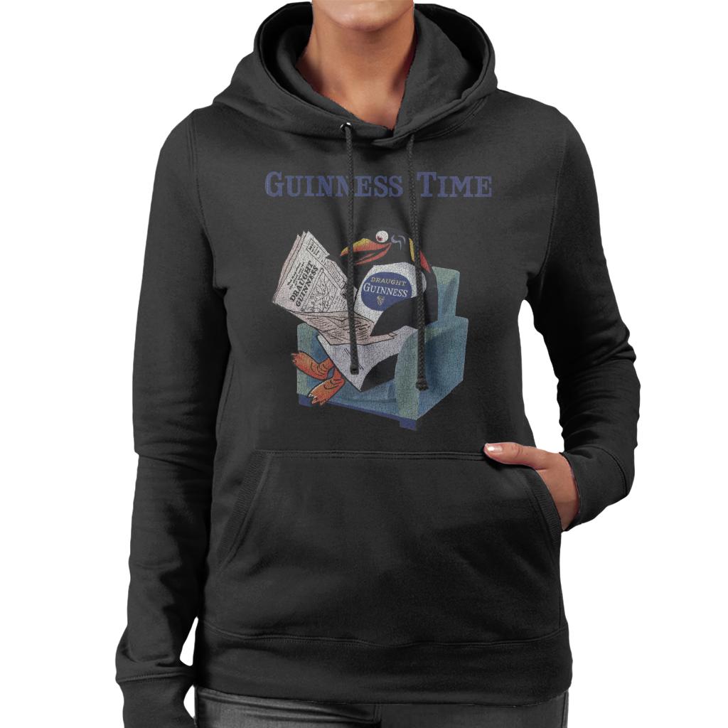 Guinness Penguin Reading Newspaper Women's Hooded Sweatshirt-ALL + EVERY