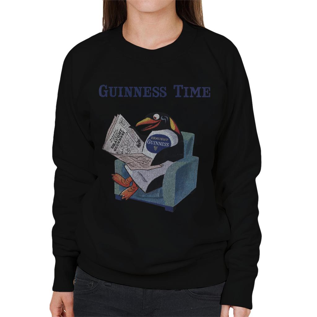 Guinness Penguin Reading Newspaper Women's Sweatshirt-ALL + EVERY