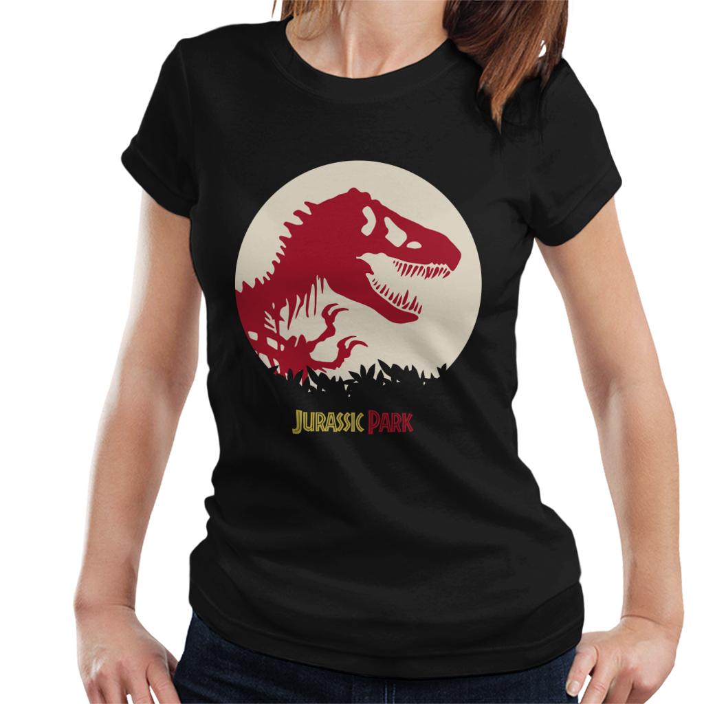 Jurassic Park Red Silhouette Women's T-Shirt-ALL + EVERY