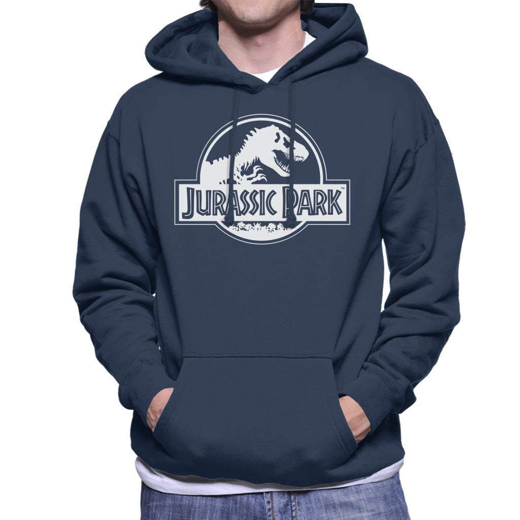 Jurassic Park Classic Black & White Logo Men's Hooded Sweatshirt-ALL + EVERY