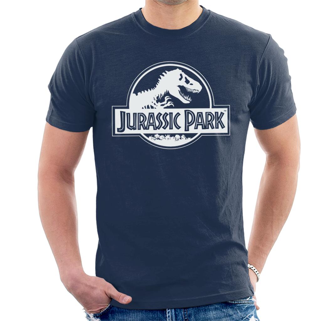 Jurassic Park Classic Black & White Logo Men's T-Shirt-ALL + EVERY