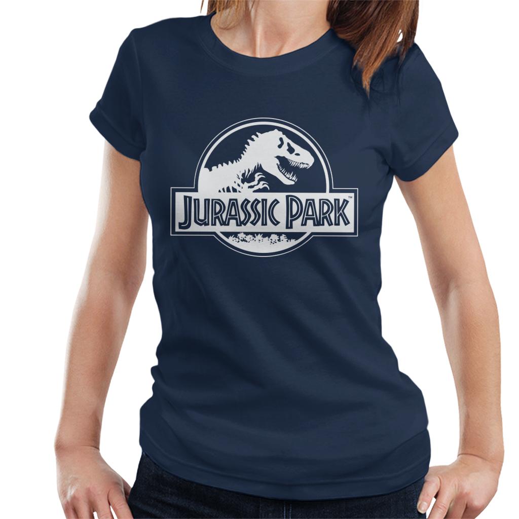 Jurassic Park Classic Black & White Logo Women's T-Shirt-ALL + EVERY